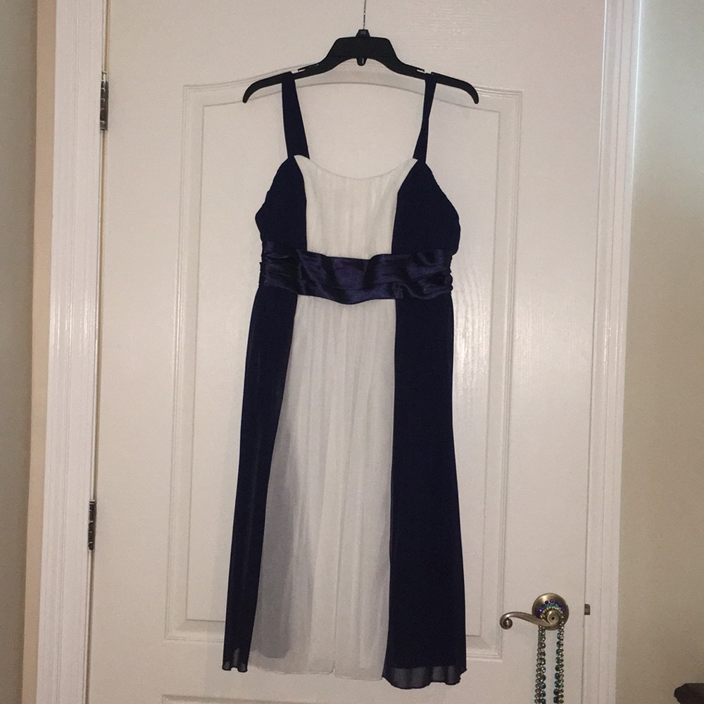 Blue and white dress